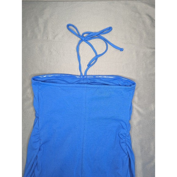 Isabel Maternity Cut Out Halter Bodycon Maternity Dress Blue - Picture 5 of 9